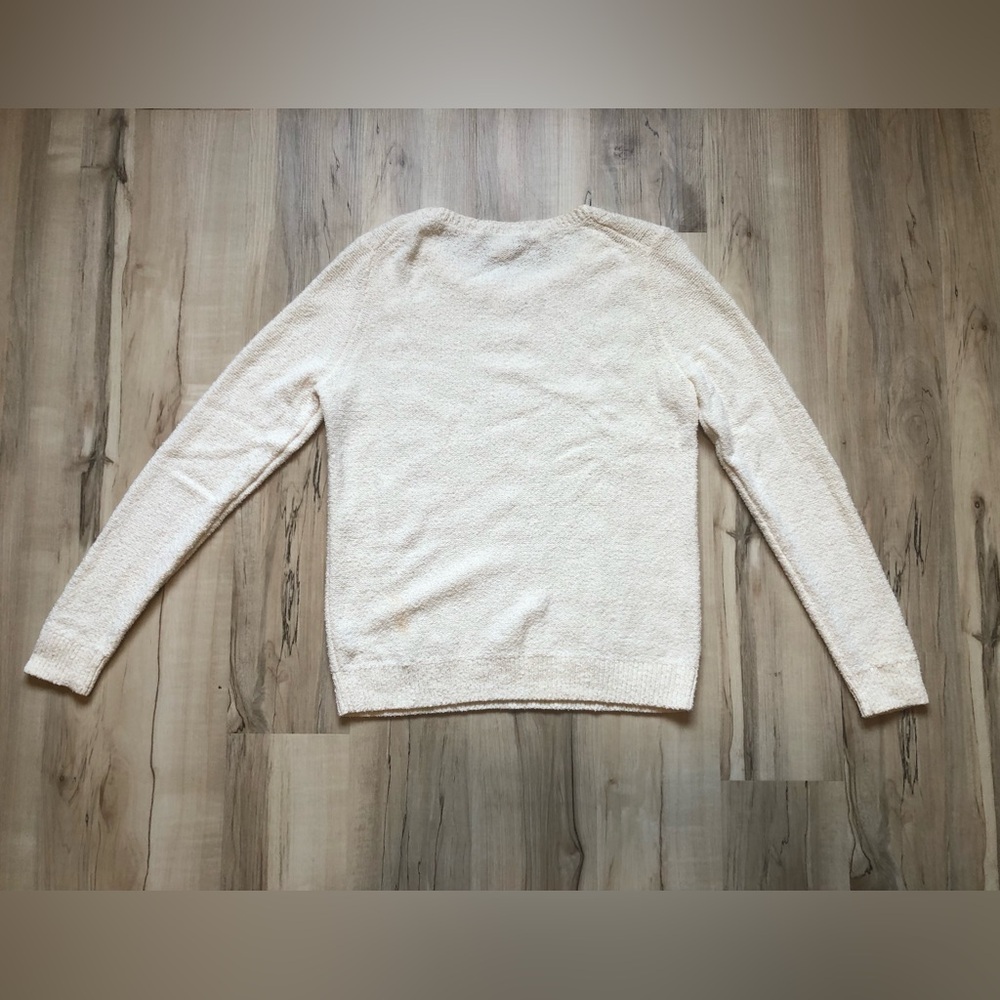 J. Crew Cotton White Cream Cable Knit Crewneck Sweater - Picture 6 of 8
